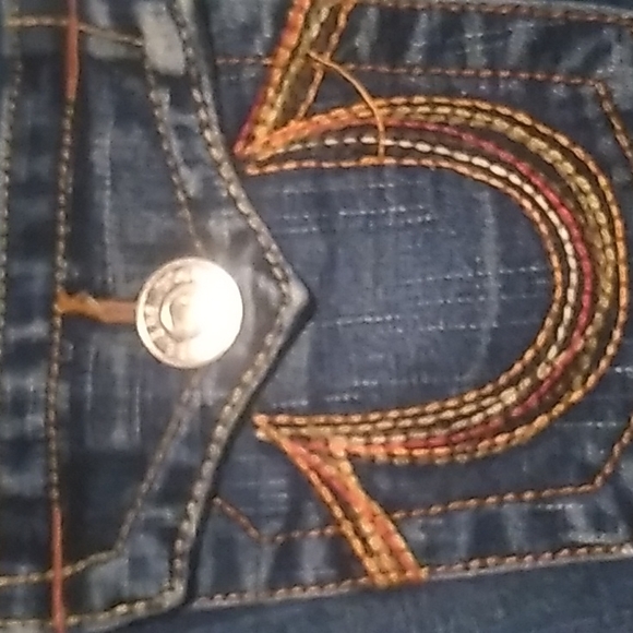 Womens True Religion Joey Big T Rainbow Horseshoe Jeans 26 Flare - Picture 3 of 9